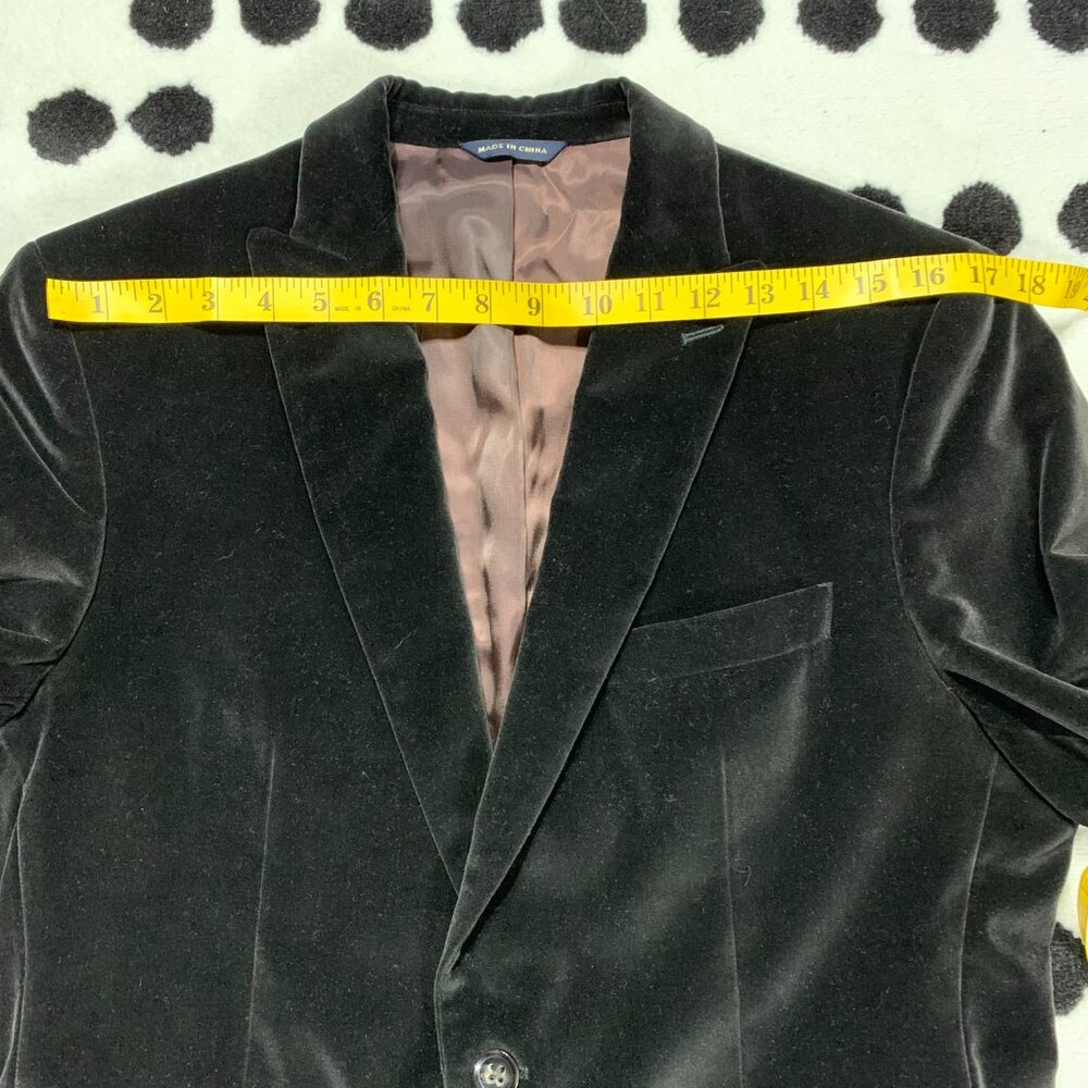 Banana Republic Velvet Blazer Sport Coat Mens 40S Black Tailored Fit Two Button - Picture 13 of 16
